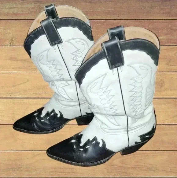 Mens Rio Grande Vintage Black and white cowboy boots. Size 28 - Picture 1 of 7